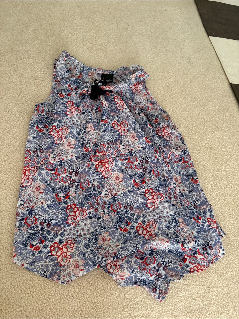 new directions Floral Tank Top in Blue, White & Red